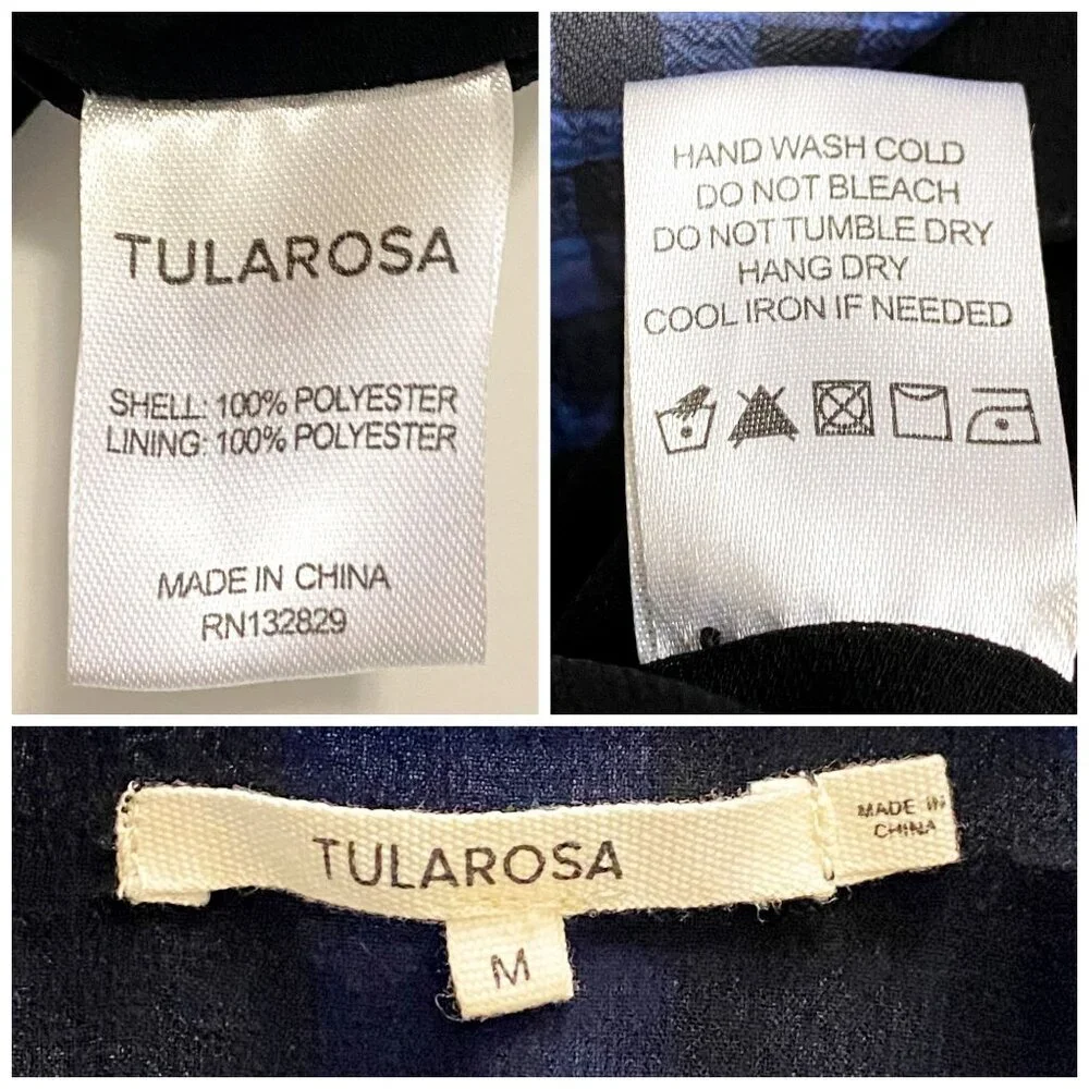 Tularosa Jenny Blue and Black Buffalo/gingham Plaid Wrap Mini Dress, Size M